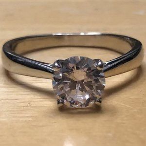 White Sapphire Diamond Ring in Sterling Silver